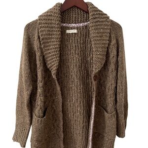 Women’s Isabella Sinclair Anthropologie Shawl Collar Fisherman’s Knit Sweater